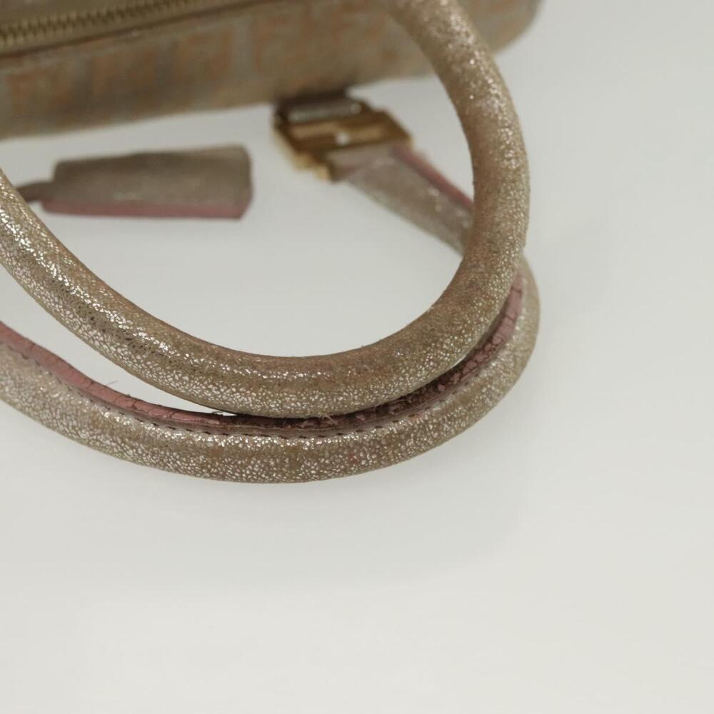 FENDI Zucchino Canvas Hand Bag Silver Gold - Picture 7 of 13